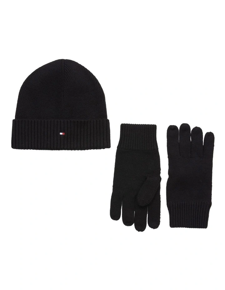 Essential Beanie & Gloves Gift Pack in Black