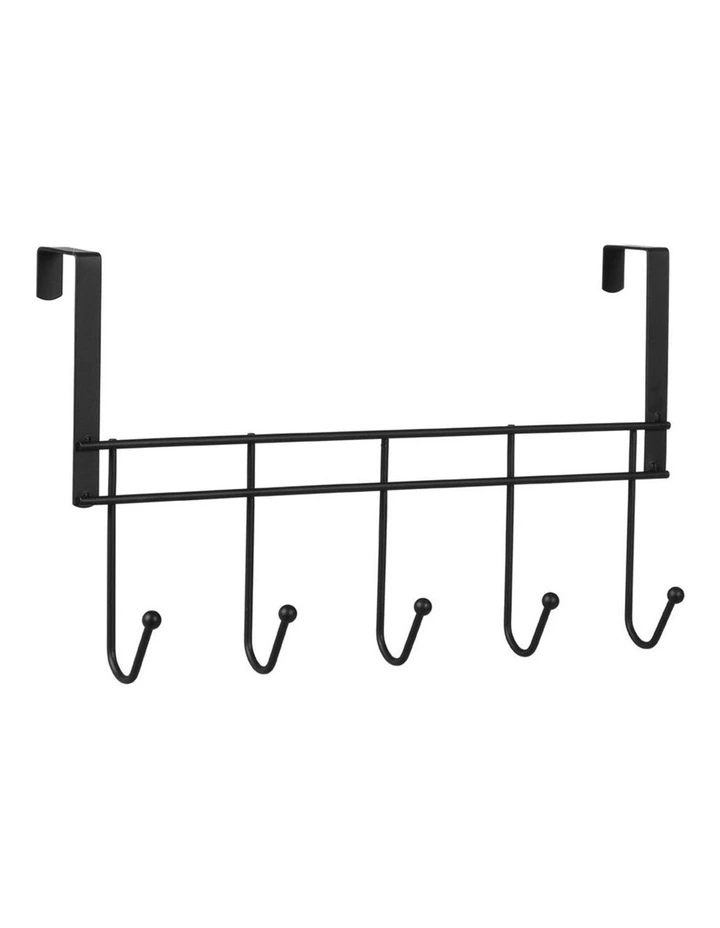 38cm Wire Over Door 5-Hooks Hanger/Organiser/Holder/Storage Black