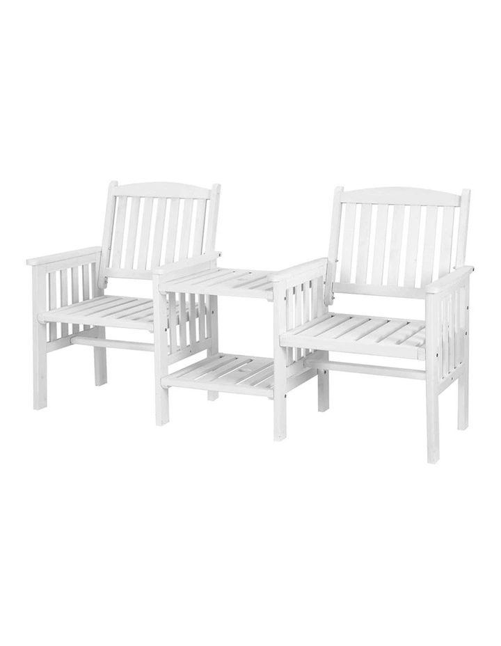 Garden Bench Loveseat Wooden Table Chairs in White