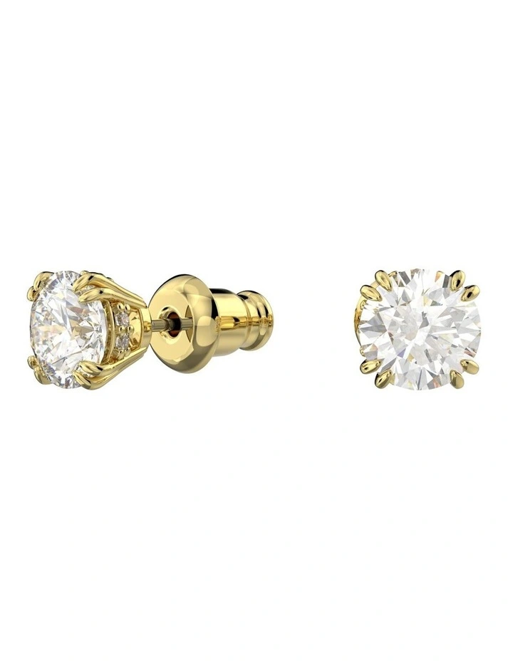 Constella Stud Earrings Round Cut Gold-Tone Plated in White