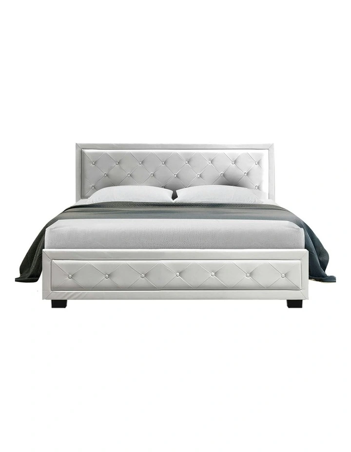 Tiyo Gas Lift Queen Size Bed Frame in White