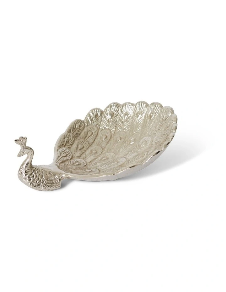 Peacock Trinket Dish in Silver