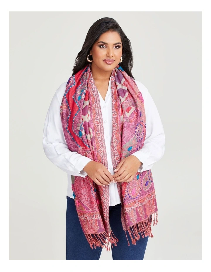 Embroidered Scarf in Multi