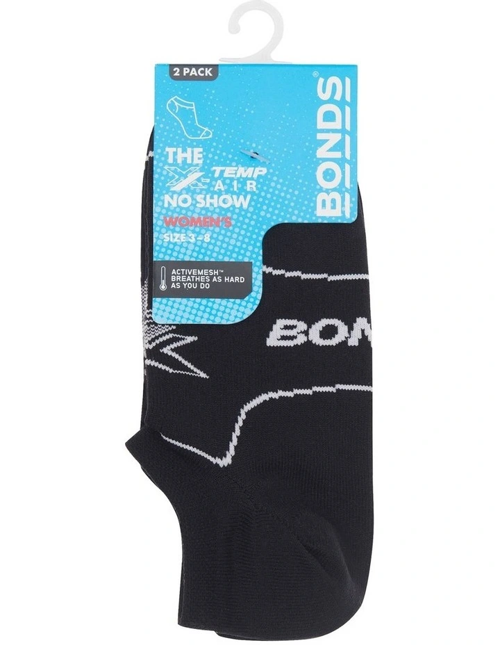X-Temp Air No Show Socks 2 Pack in Black