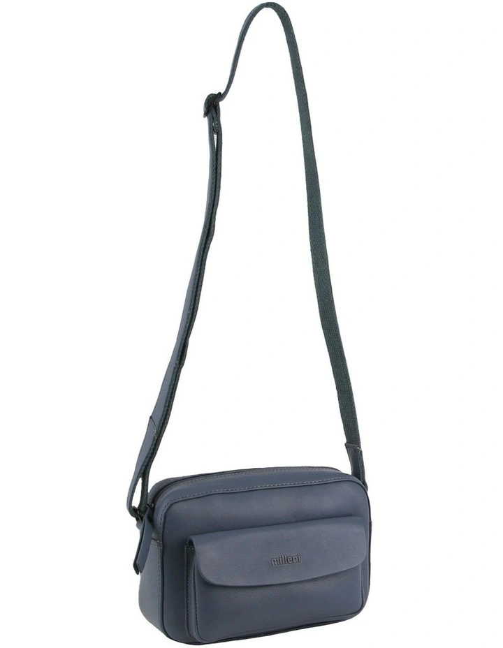 Leather Multi-Zip Cross-Body Bag in Teal