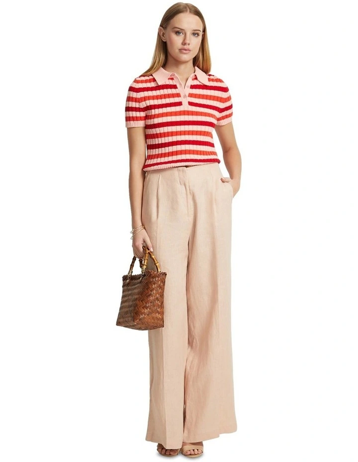 Marley Cotton Striped Polo in Pink