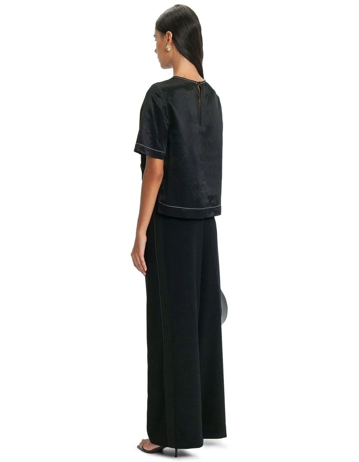 Seam Detail Wide Leg Pant in Black