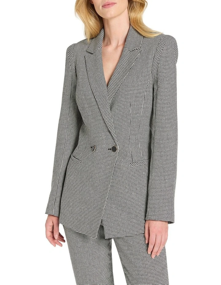Toscana Houndstooth Blazer in Black/Ivory