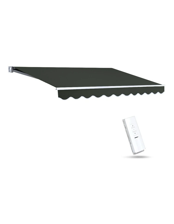 Folding Arm Awning Motorised Outdoor Sunshade 3x2.5m in Black