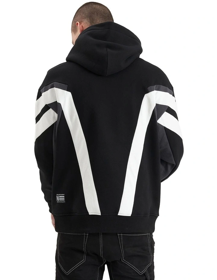 Atrium Heavy Box Fit Hooded Sweater in Jet Black