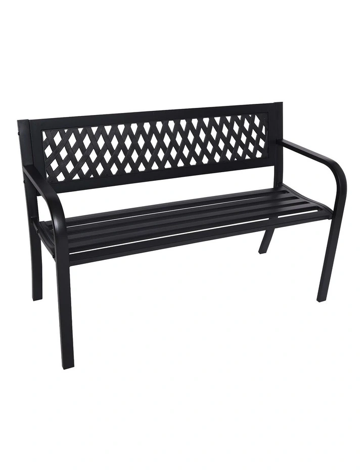Steel Outdoor Garden Bench Lattice in Black