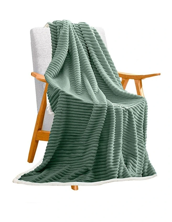 Double Sided Thick Flannel Throw Blanket in Light Green
