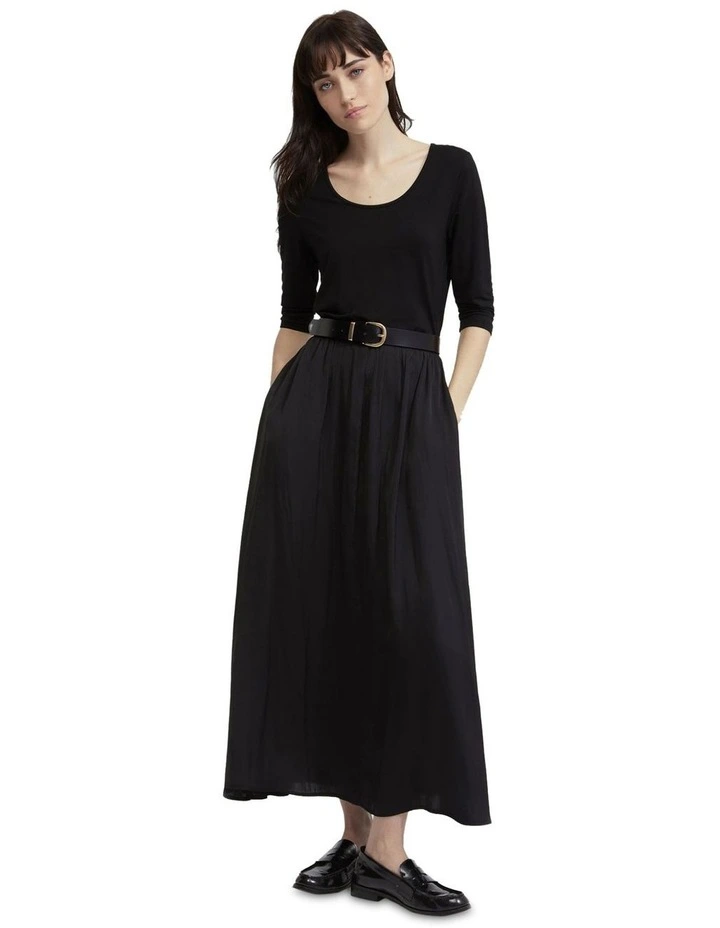 Delilah Scoop Neck Long Sleeve Top in Black
