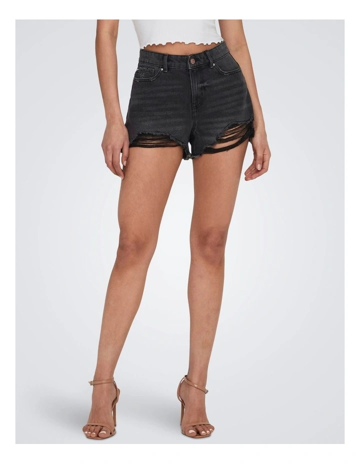 Pacy Highwaisted Denim Shorts in Black