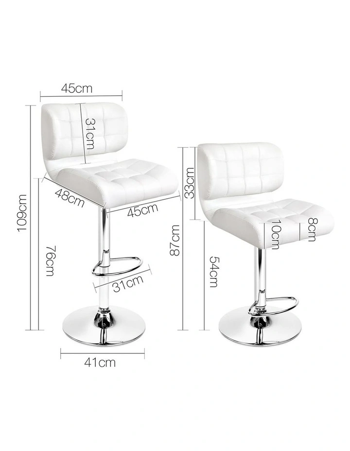 Set Of 2 Pu Leather Gas Lift Bar Stools