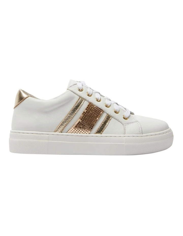 Bellevue Sneakers in White/Gold Glomesh