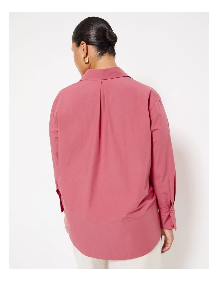 Split Hem Popover Top in Rose