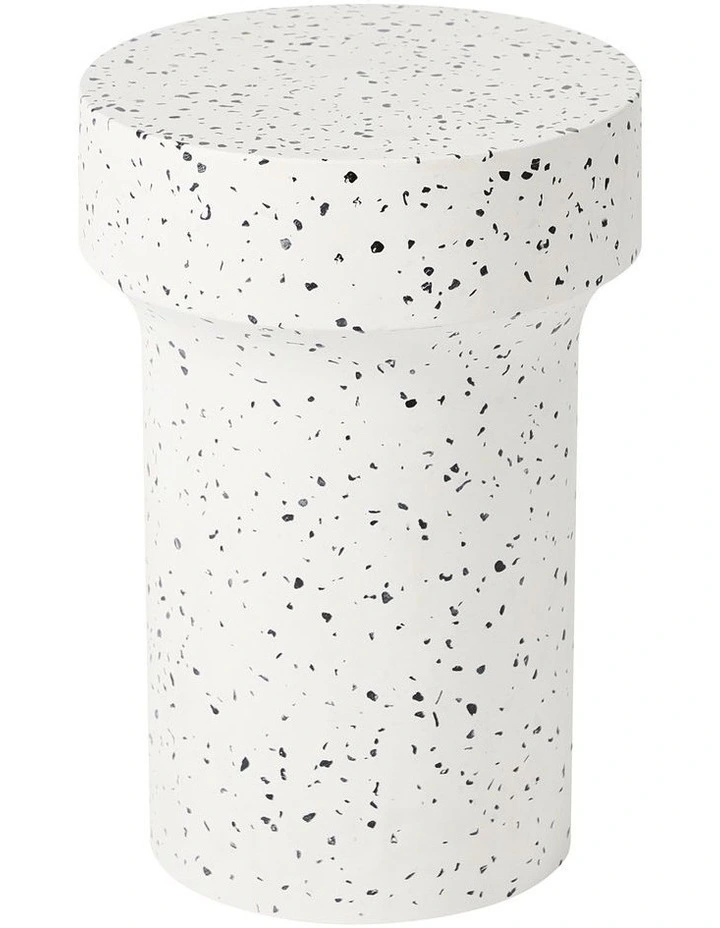 Leon Terrazzo Side Table Stool Speckle 46 cm White
