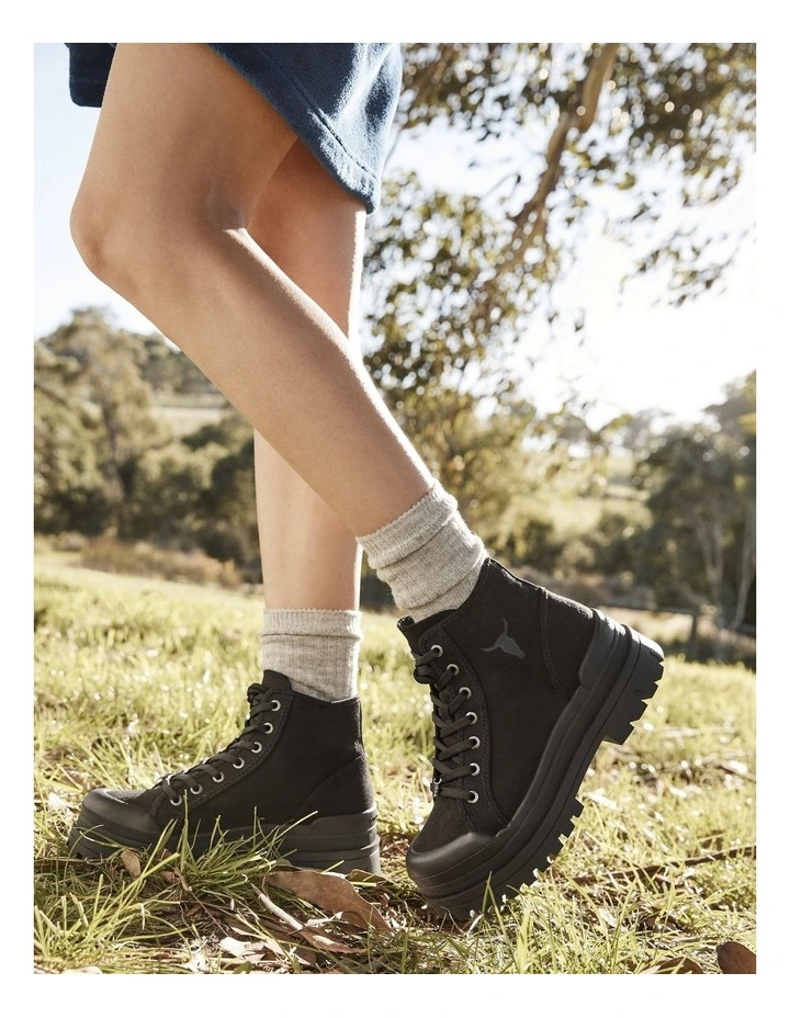 Deserve Black Canvas Chunky Sneaker Boot