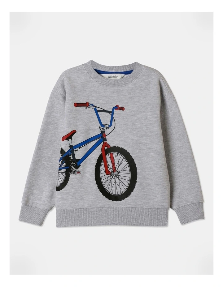 Essentials Crew Neck Sweat Top in Grey Marle