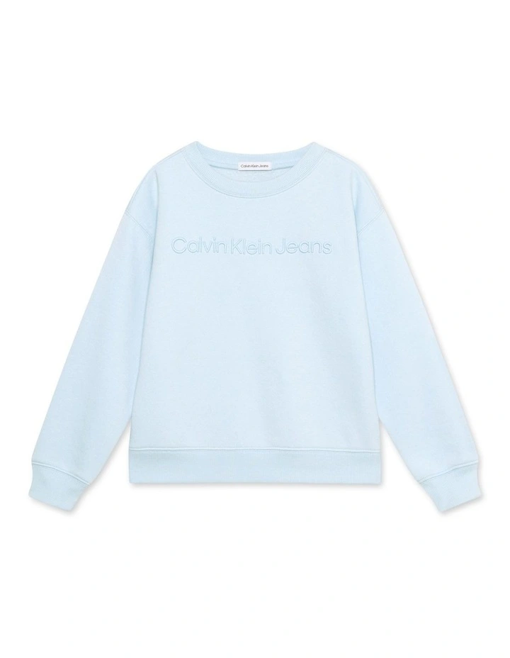 Raised Institutional Logo Cotton Fleece in Blue