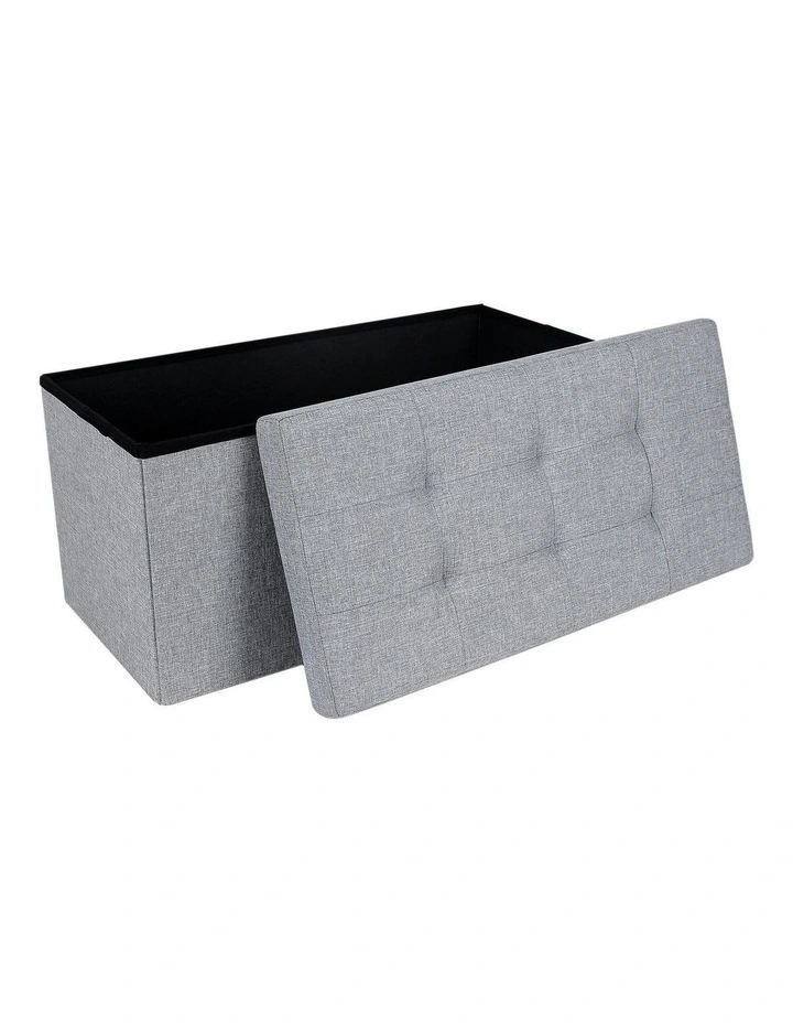 Folding Storage Ottoman Bench Foot Rest Stool 76cm in Light Gray