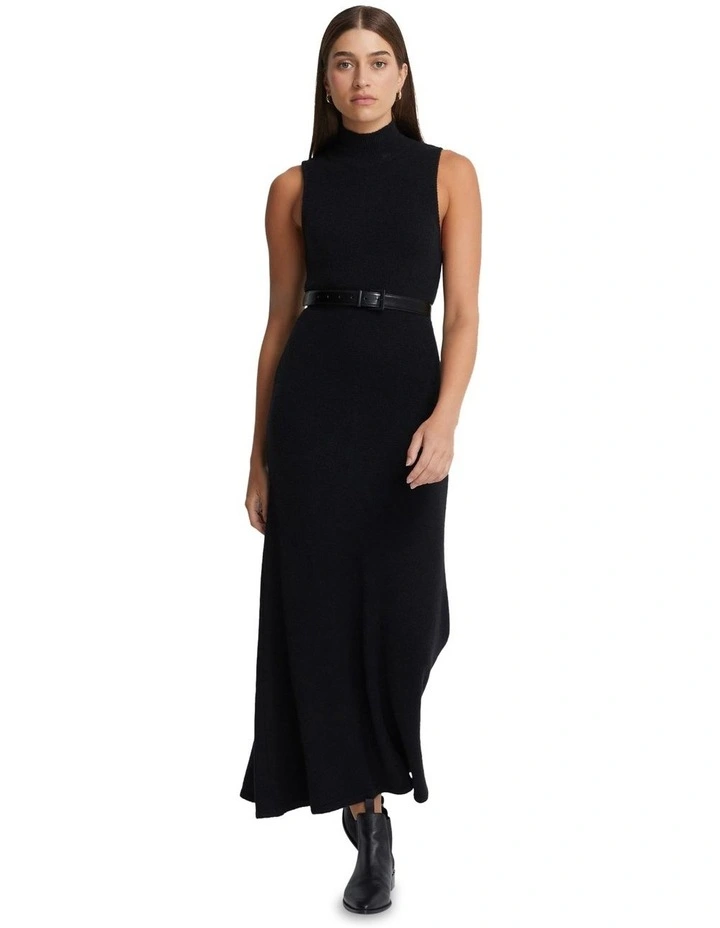 Renee Yak Blend Knitted Dress in Black