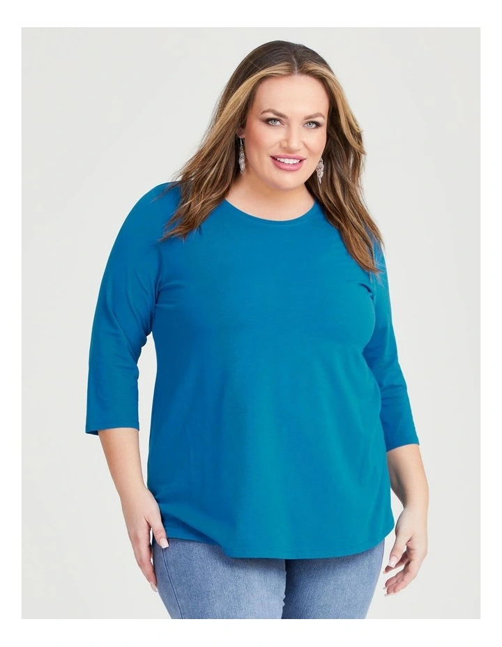 Australian Cotton 3/4 Tee in Deep Lagoon
