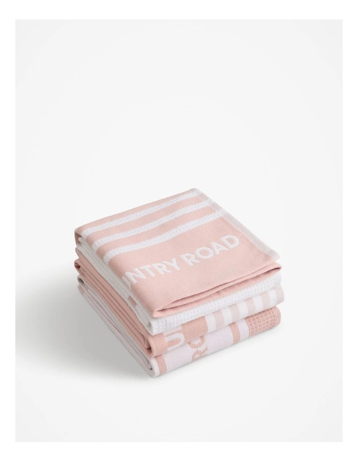 Aeri Australian Cotton Tea Towel Pack of 3 in Rose