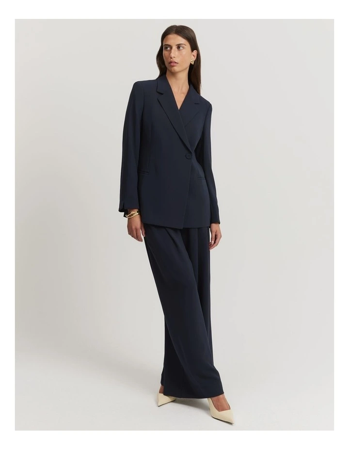 Longline Slim Blazer in Navy
