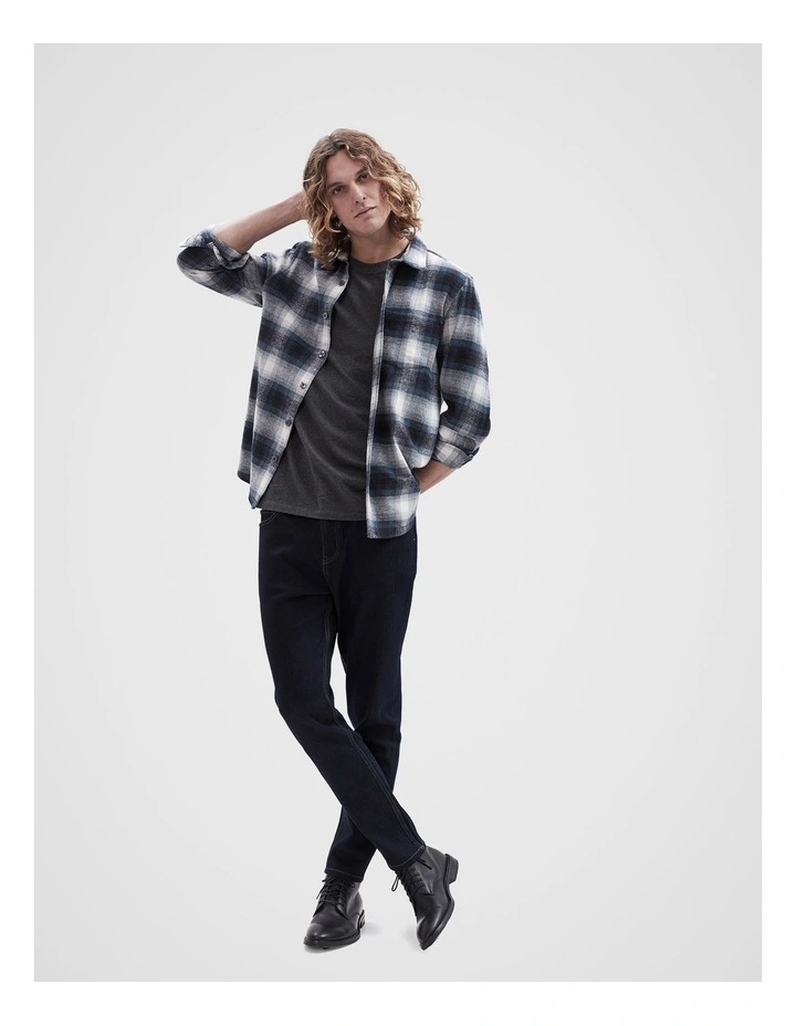 Petrol Check Long Sleeve Relaxed Fit Shirt in Grey
