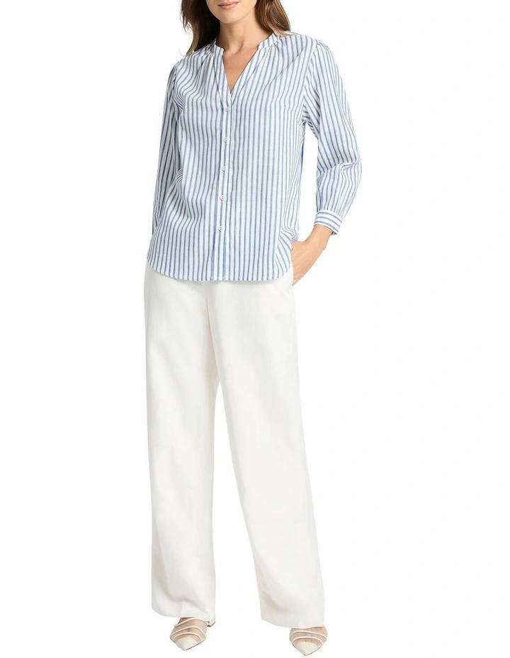 Dahlia Stripe Blouse in Azure