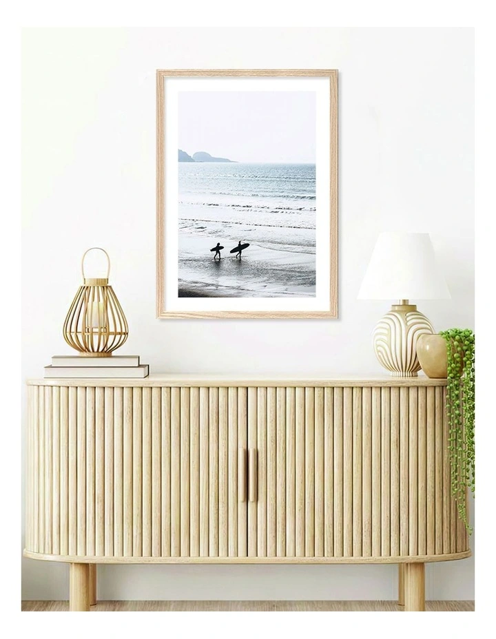 Australian Made Morning Surf Art Print A2 in Natural Frame