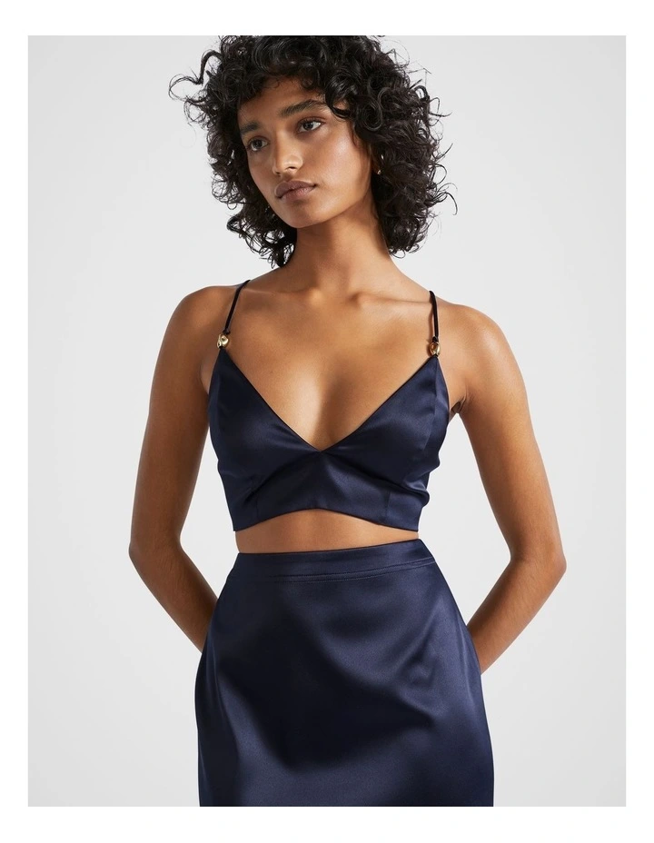 Satin Bralette in Midnight Sky