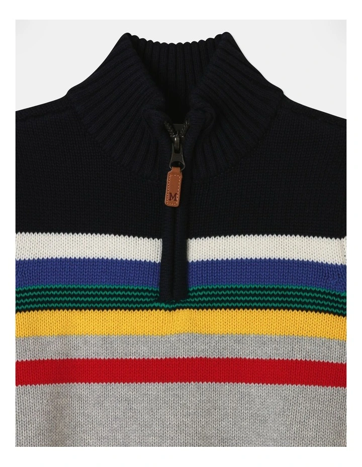 Knitted 1/4 Zip Thru Jumper in Rainbow