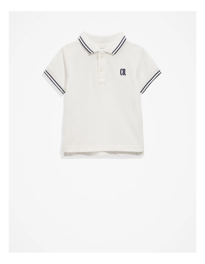 Organically Grown Cotton Logo Polo Shirt in Marshmallow