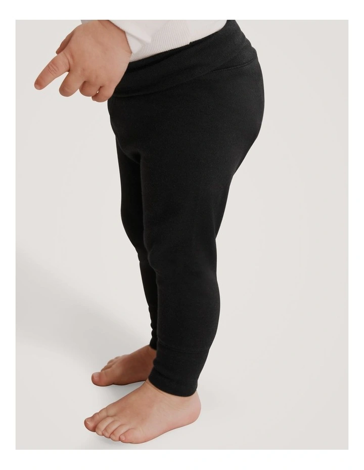 Cotton Fold-Over Soft Pant in Black