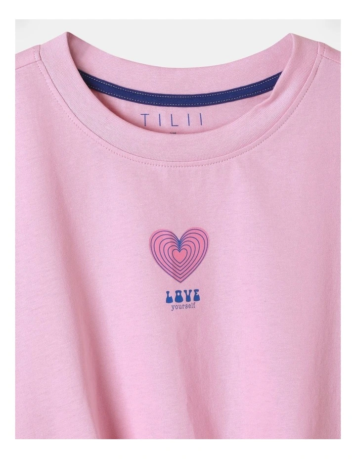 Essentials Tie Front Tee in Pink