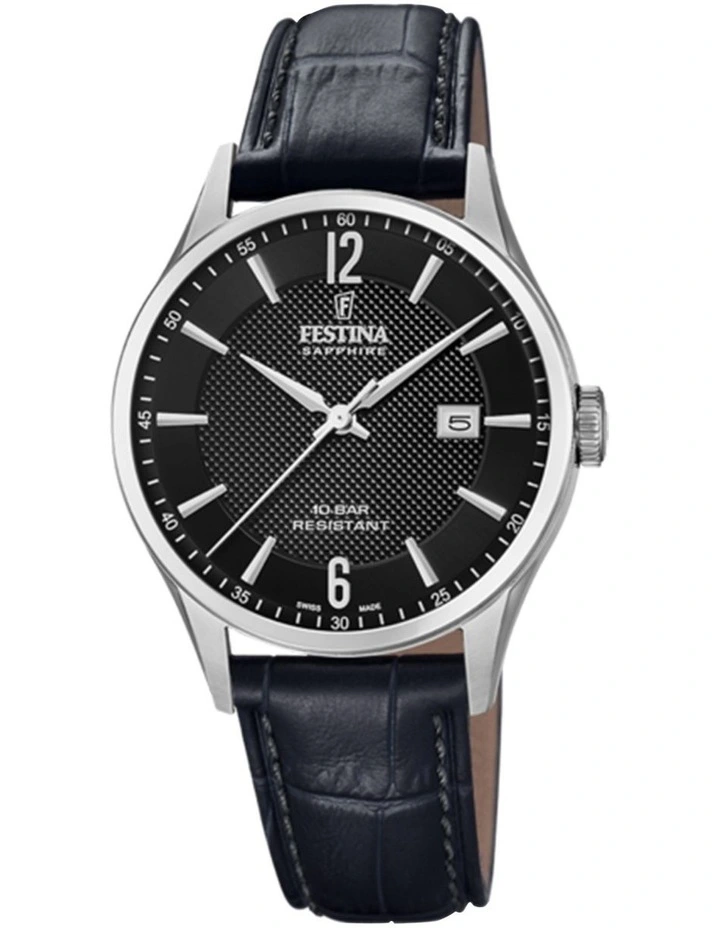 Festina Swiss Stainless Steel Watch in Black