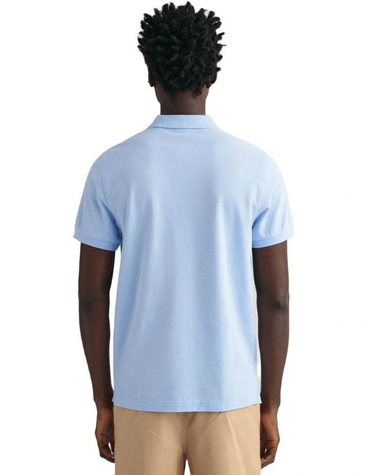Regular Fit Shield Pique Polo Shirt in Capri Blue