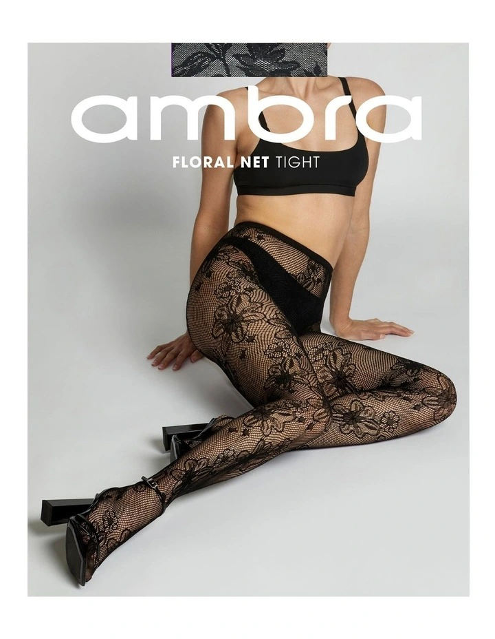 Floral Net Tight in Black