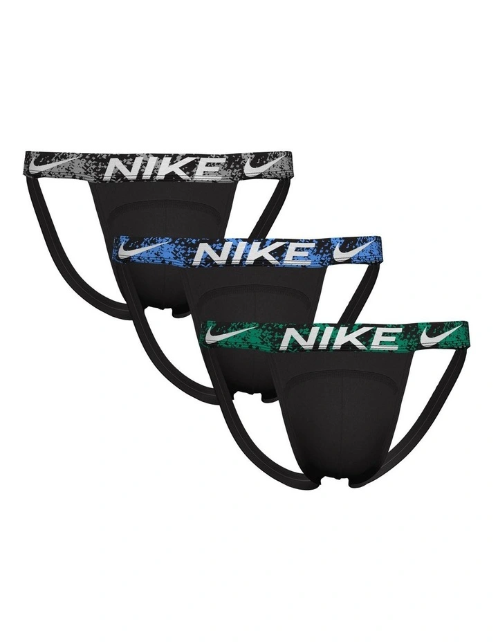 Dri Fit Essential Micro Jock Strap 3 Pack in Black