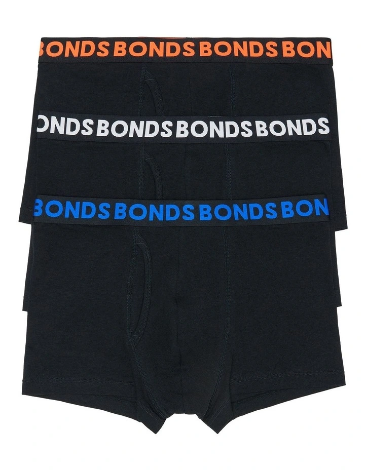 Everyday Plain Trunks 3 Pack in Black