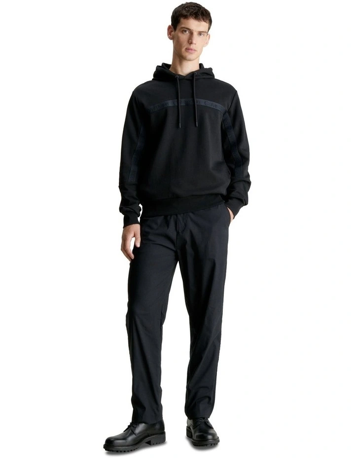 Raised Logo Tape Hoodie in Black