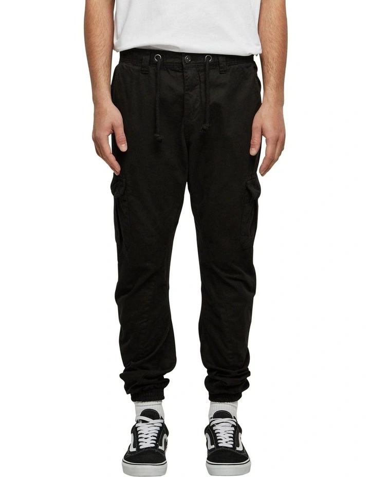 Cuffed Cargo Jogging Pants in Black