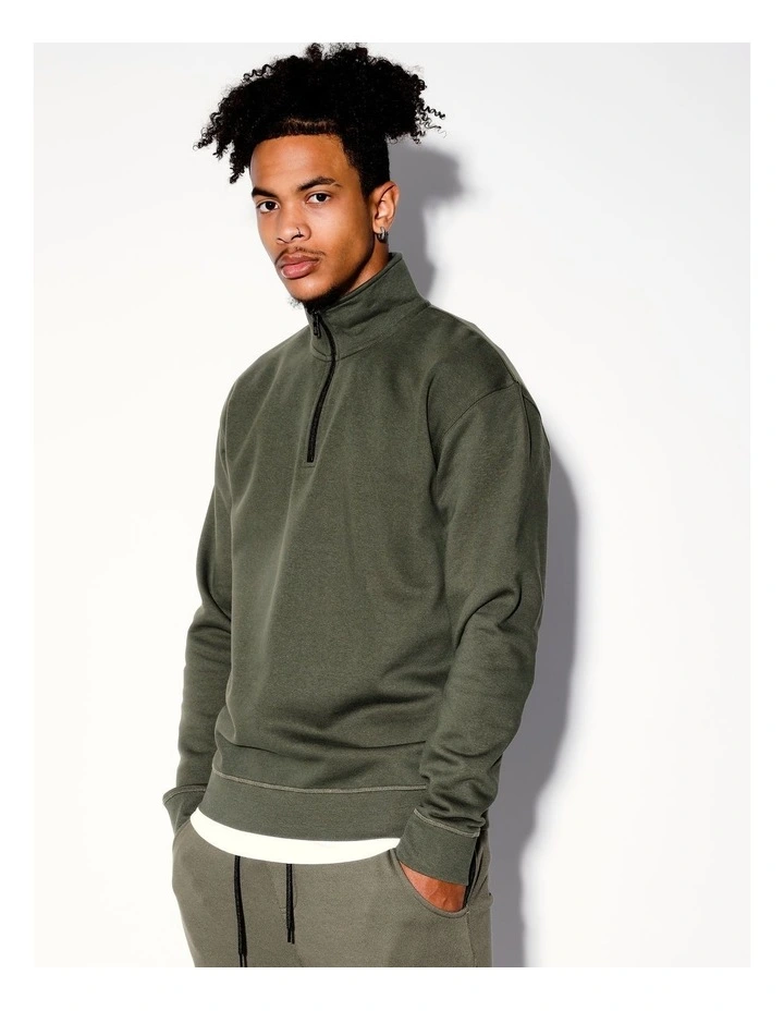 Quintin 1/4 Zip Sweat in Green