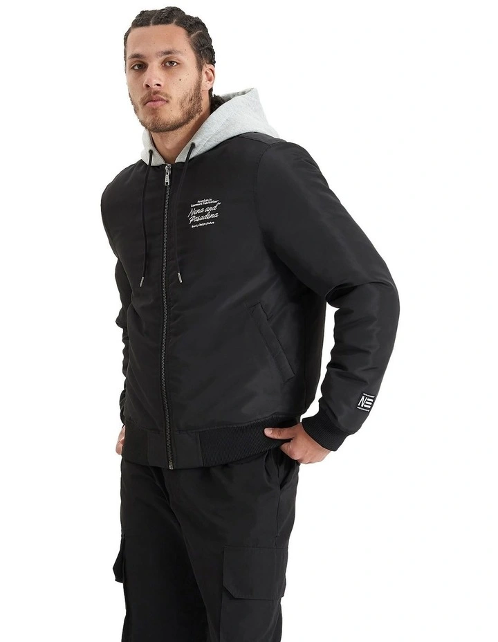 Wingsuit Hooded Bomber Jacket in Black