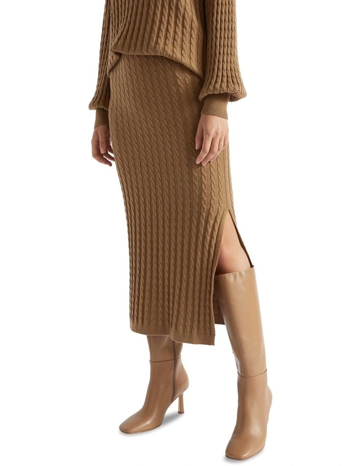 Mini Cable Knit Midi Skirt