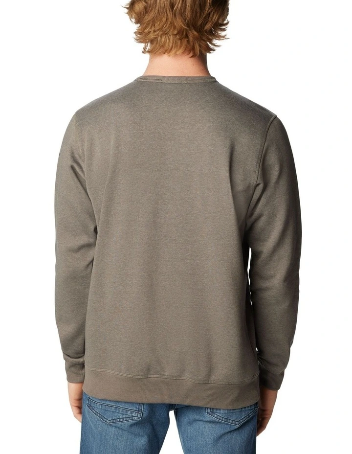 Logo Fleece Crew Pullover in Grey