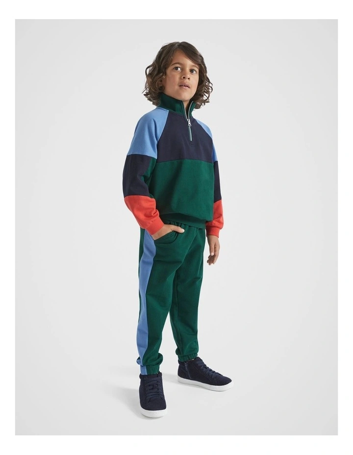 Colourblock Zip Sweat Top in Ivy Multi